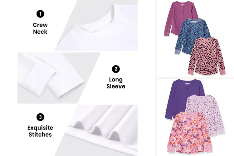Detailed view of Best Girls’ Soft Thermal Layering Shirts